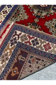 EL DOKUMA SIFIR OBRUK HALISI 95X165 KIRMIZI GRİ MAVİ KÖK BOYA HALI - 5
