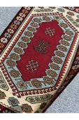 El Dokuma Yağcıbedir Halısı 72x115 Turkuaz %100 Yün Kök Boya İnce Halı - 4