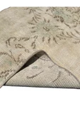 Vintage Beyaz Yeşil Yolluk 75x260 Eskitme %100 Yün Halı - 6