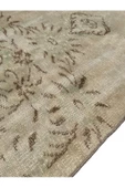 Vintage Beyaz Yeşil Yolluk 75x260 Eskitme %100 Yün Halı - 8
