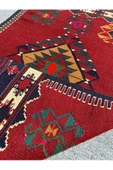 El Dokuma Balıkesir Kilimi 80x140 Kök Boya %100 Yün Kırmızı Kilim ! - 6