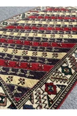 EL DOKUMA ŞAL HALISI 84X125 KIRMIZI LACİVERT %100 YÜN HALI ! - 5