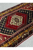 El Dokuma Türk Halısı Yahyalı 103x180 Kırmızı Lacivert Kök Boy %100 Yün Halı ! - 8