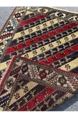 EL DOKUMA ŞAL HALISI 84X125 KIRMIZI LACİVERT %100 YÜN HALI ! - 8