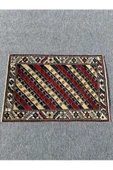EL DOKUMA ŞAL HALISI 84X125 KIRMIZI LACİVERT %100 YÜN HALI ! - 2