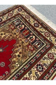 El Dokuma Bünyan Halısı Seccade 90x140 Kırmızı Yeşil Yün Seccade - 8