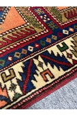 El Dokuma Taşpınar Halısı 102X150 Kiremit Lacivert Yeşil %100 Yün Kök Boya Halı - 7
