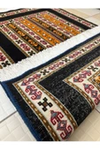 El Dokuma Şal Halısı 75x125 Turuncu Lacivert %100 Yün Kök Boya Halı ! - 8