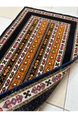 El Dokuma Şal Halısı 75x125 Turuncu Lacivert %100 Yün Kök Boya Halı ! - 5
