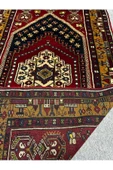 El Dokuma Türk Halısı Yahyalı 103x180 Kırmızı Lacivert Kök Boy %100 Yün Halı ! - 7