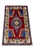 EL DOKUMA İNCE YAHYALI HALISI 87X140 KIRMIZI LACİVERT %100 YÜN HALI ! - 1