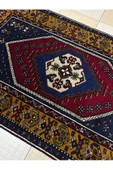 El Dokuma Yahyalı Halısı 90x155 Kırmızı Lacivert %100 Yün Kök Boya Halı ! thumbnail 4