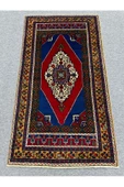 El Dokuma Taşpınar Halısı 115x210 Kırmızı Lacivert %100 Yün Halı ! - 1