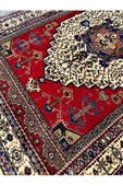 El Dokuma Figürlü Taşpınar Halısı 138x204 Kırmızı Yeşil Krem %100 Yün Kalın Halı - 3