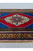 El Dokuma Taşpınar Halısı 115x210 Kırmızı Lacivert %100 Yün Halı ! - 6