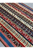 EL DOKUMA SIFIR ŞAL HALISI 132X237 MAVİ KIRMIZI KÖK BOYA YÜN HALI - 2