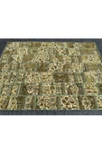EL DOKUMA BÜNYAN HALISI PATCHWORK 185X260 YEŞİL %100 YÜN 5 M2 HALI ! thumbnail 5