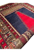 El Dokuma Sıfır Seccade Adana Yörük Halısı 138X224 Lacivert Kırmızı Kök Boya Kaldırım Yörüğü - 8