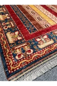 EL DOKUMA ŞAL HALISI 160x200 MAVİ KIRMIZI SARI KÖK BOYA HALI ! - 2