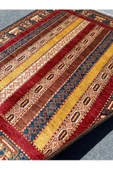 EL DOKUMA ŞAL HALISI 160x200 MAVİ KIRMIZI SARI KÖK BOYA HALI ! - 5