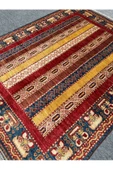 EL DOKUMA ŞAL HALISI 160x200 MAVİ KIRMIZI SARI KÖK BOYA HALI ! - 4