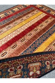EL DOKUMA ŞAL HALISI 160x200 MAVİ KIRMIZI SARI KÖK BOYA HALI ! - 8