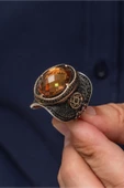 Süleyman Mührü Ayyıldız Zultanit Taşlı 925 Gümüş Erkek Yüzük thumbnail 4