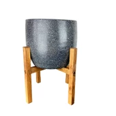 Bitki Tasarımı Gri Granit Toprak Saksı Saksılık Salon Çiçeklik 4 Ayaklı - 19 CM - 4