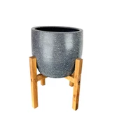 Bitki Tasarımı Gri Granit Toprak Saksı Saksılık Salon Çiçeklik 4 Ayaklı - 19 CM - 6