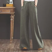 Keten Günlük Pantolon Beli Lastikli Bağcıklı - 1