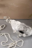 TR Turan Collection Lale Motif İşlemeli Döküm Metal Gondol, Şekerlik Gümüş Renk - 6