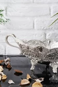 TR Turan Collection Otantik Desen İşlemeli Döküm Metal Gondol, Şekerlik Gümüş Renk - 4