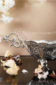 TR Turan Collection Lale Motif İşlemeli Döküm Metal Gondol, Şekerlik Gümüş Renk - 4