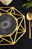TR Turan Collection GEOMETRİK 6'lı Supla Seti Gold Renk, Lüks Sert Plastik Supla Seti - 2