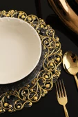 TR Turan Collection LALE 6'lı Supla Seti Gold-Şeffaf Renk, Lüks Sert Plastik Supla Seti - 3