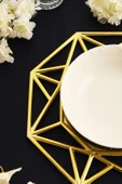 TR Turan Collection GEOMETRİK 6'lı Supla Seti Gold Renk, Lüks Sert Plastik Supla Seti - 3