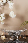 TR Turan Collection Lale Motif İşlemeli Döküm Metal Gondol, Şekerlik Gümüş Renk - 3