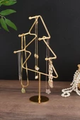 TR Turan Collection Çam Ağacı Model Gold Kaplama Metal Takı Standı Altın Kaplama Takı Organizeri - 2