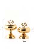 TR Turan Collection 2'li Gold Renk Metal Sunum Şekerlik Çikolatalık Mercan Dekorlu - 6