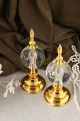 TR Turan Collection ALEM BİBLO 2'li Dekoratif Metal Kristal Cam Küre Biblo Gold Renk - 2