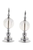 TR Turan Collection ALEM BİBLO 2'li Dekoratif Metal Kristal Cam Küre Biblo Gümüş Renk - 6