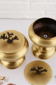 TR Turan Collection 2'li Eskitme Metal Sunum Şekerlik Çikolatalık Mercan Dekorlu - 4