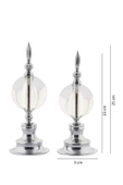 TR Turan Collection ALEM BİBLO 2'li Dekoratif Metal Kristal Cam Küre Biblo Gümüş Renk - 5