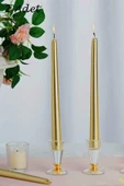 TR Turan Collection 2'li Şamdan Mumu Gold Renk Sedefli Konik Mum - 2