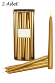 TR Turan Collection 2'li Şamdan Mumu Gold Renk Sedefli Konik Mum - 1