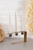 TR Turan Collection LINE 3'lü Eskitme Şamdan,Minimal Tasarım Mumluk - 1