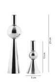 TR Turan Collection 2'li Metal Şamdan Gümüş Renk, Ev Dekorasyon 2'li Geometrik Mumluk - 5