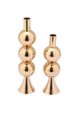 TR Turan Collection ELİT 2'li Şamdan Seti Gold Renk Dekoratif Metal Mumluk - 5