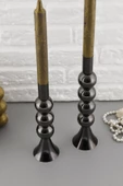 TR Turan Collection SARE 2'li Şamdan Seti Platin Renk Dekoratif Metal Mumluk - 3