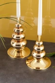TR Turan Collection FLORA 2'li Şamdan Gold Kaplama Dekoratif Metal Mumluk - 3
